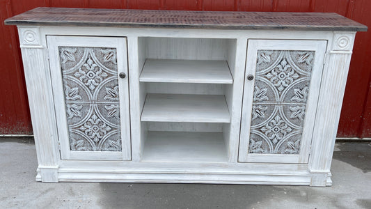 White two tin door TV cabinet or console #7