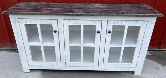 Distressed white TV console or stand #9