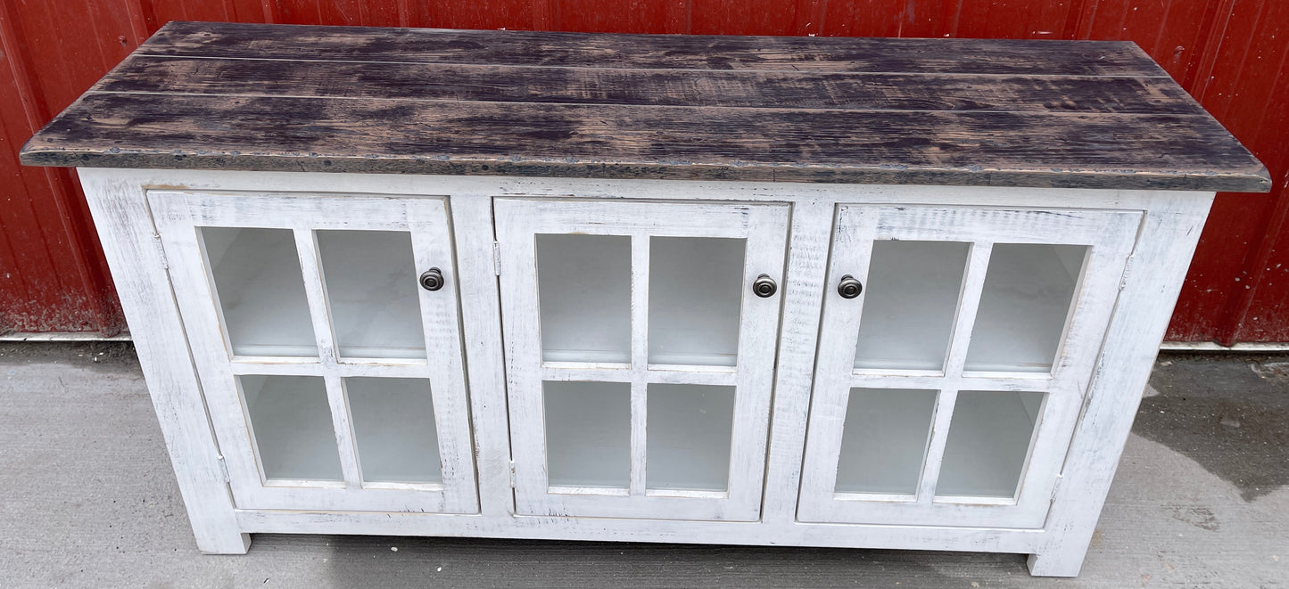 Distressed white TV console or stand #9